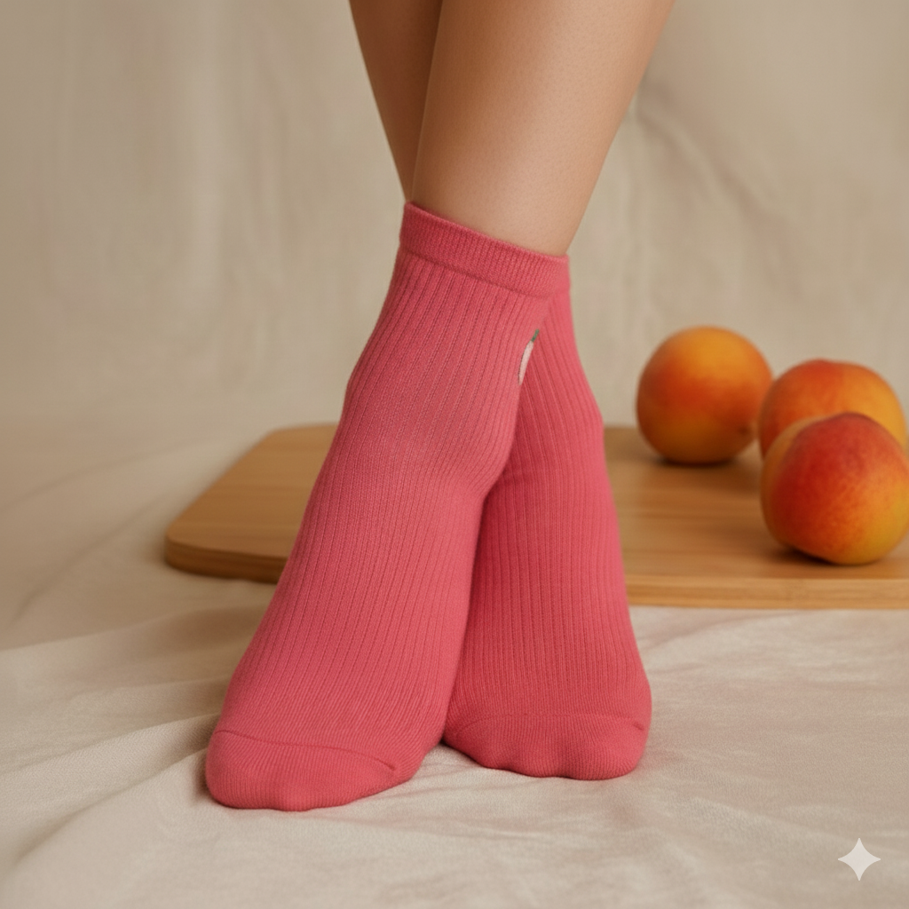 Peach Comfort Crew Socks