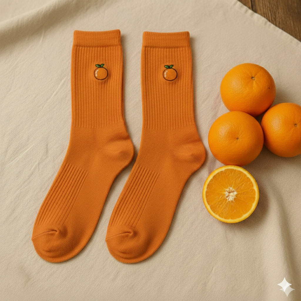 Orange Comfort Crew Socks