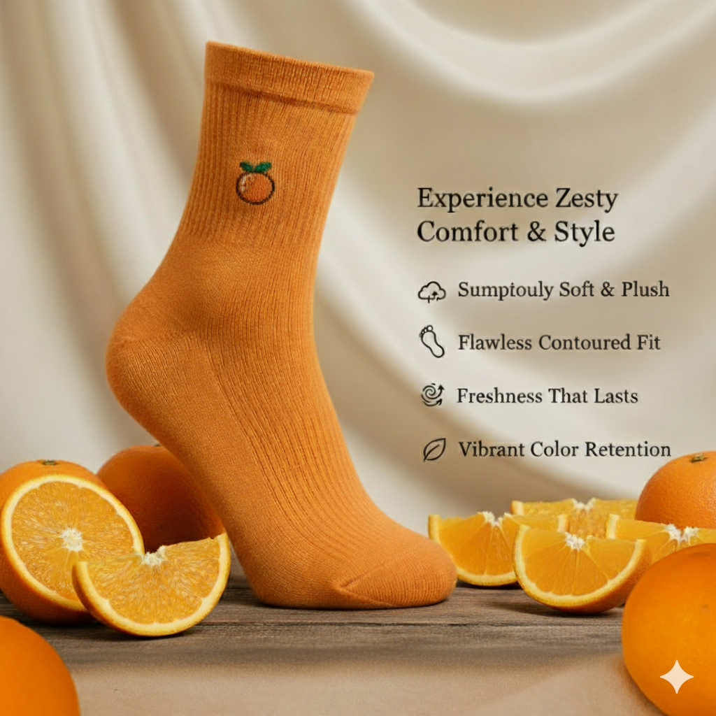 Orange Comfort Crew Socks
