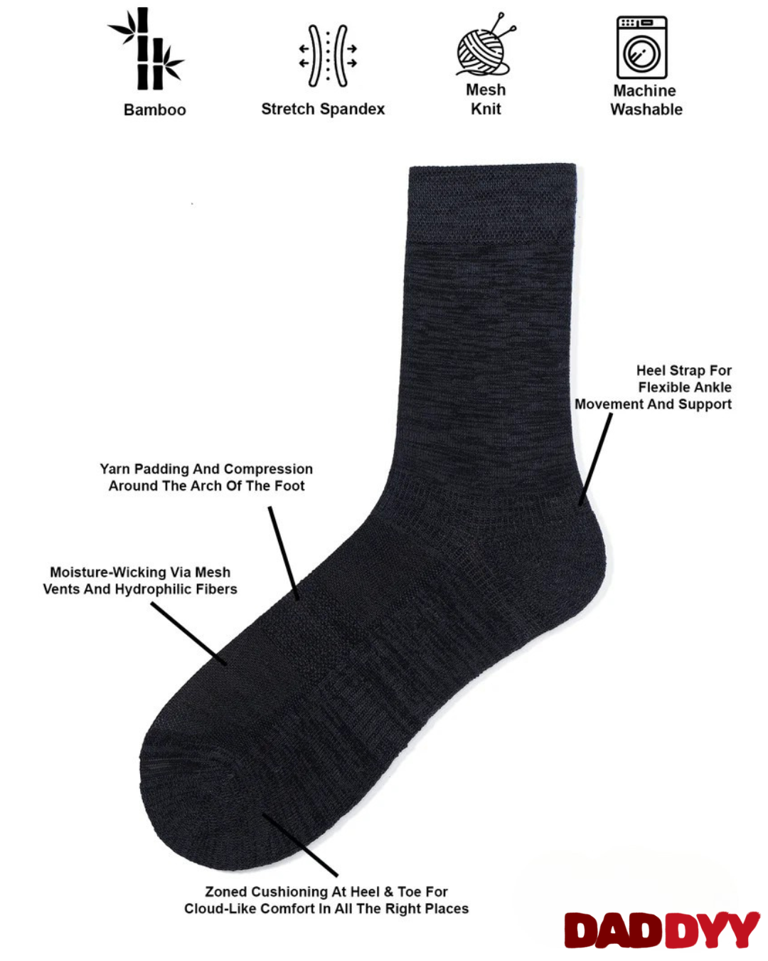Blue Bamboo Crew Length