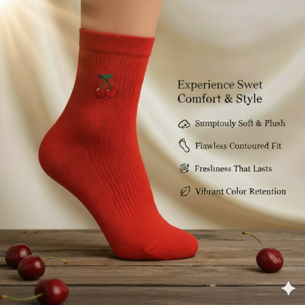 Cherry Comfort Crew Socks