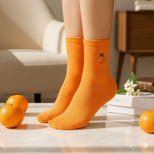 Orange Comfort Crew Socks